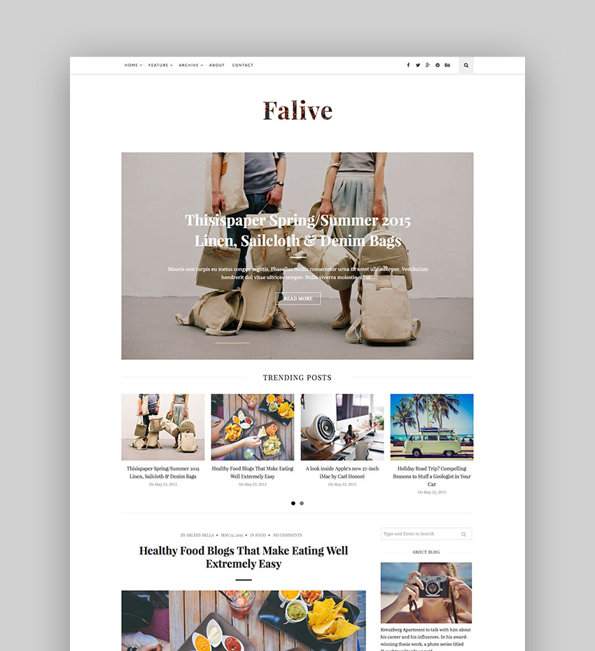 Falive - Beautiful Creative Fashion Blog Theme