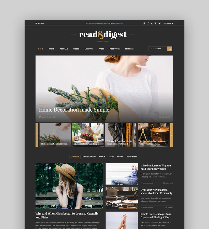 Read Digest Theme - for Magazines Newspapers Blogs