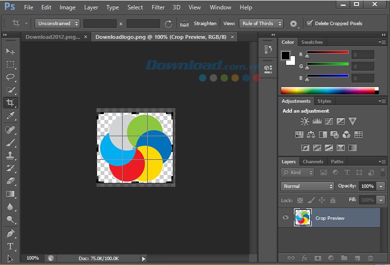 Công cụ Crop của Adobe Photoshop CS6