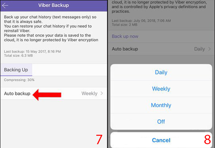 Sao lưu tin nhắn trên Viber iPhone