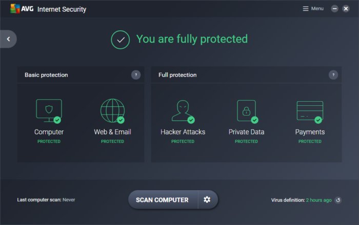 AVG Internet Security 2019 Khóa miễn phí