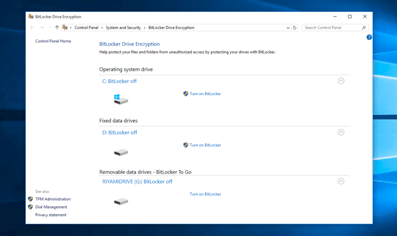 Bitlocker trên Windows 10
