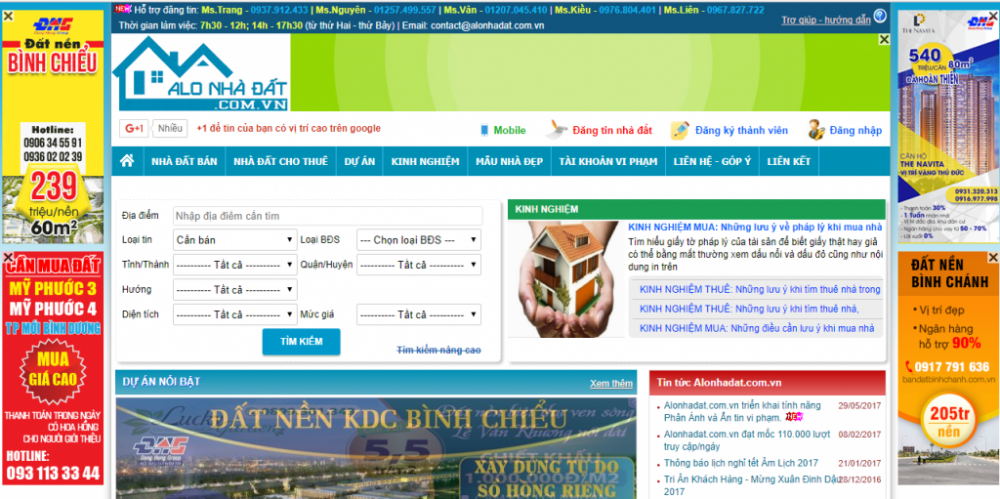 20 trang web bất động sản uy tín, chuyên nghiệp của Việt Nam