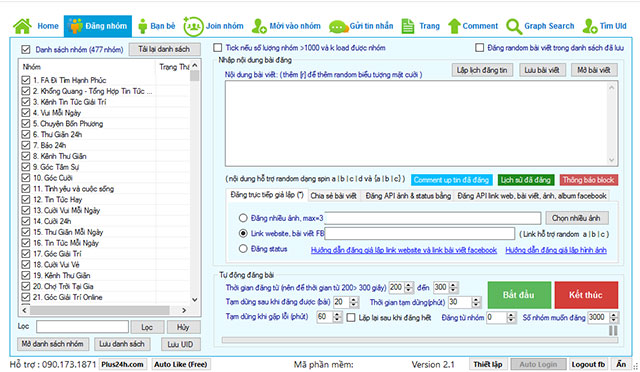 Phần mềm FPlus - Tự động đăng tin Facebook