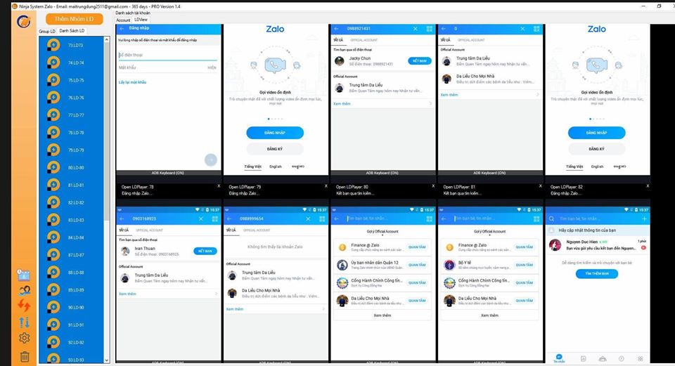 Phần mềm Ninja System Zalo
