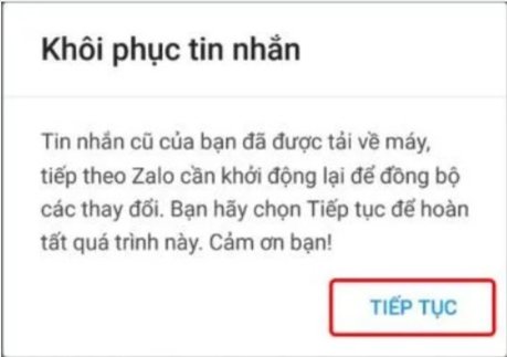 cách khôi phục tin nhắn zalo trên máy tính