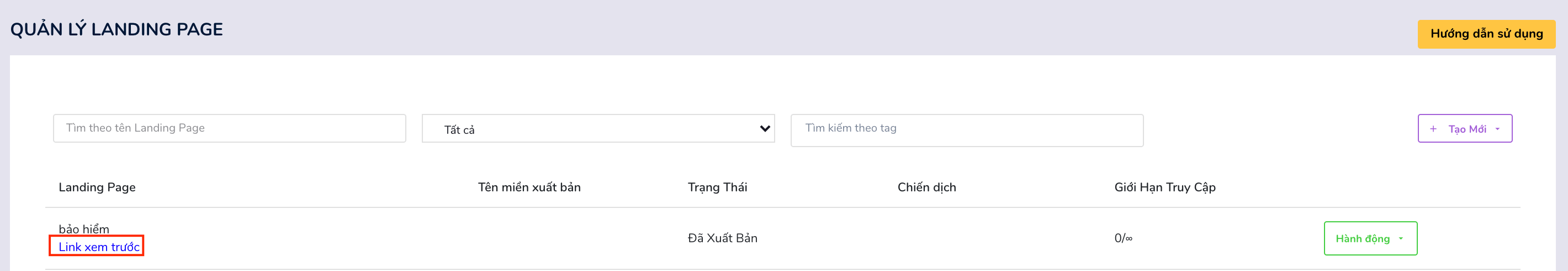 Đăng ký chọn mẫu tài khoản Simple Page