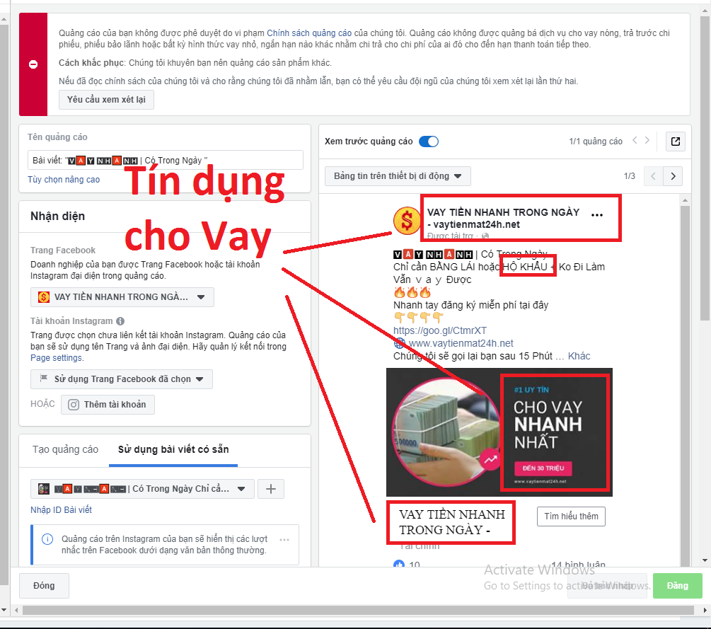 những từ bị cấm trong quảng cáo facebook