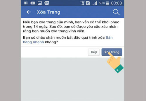 xóa trang trong facebook