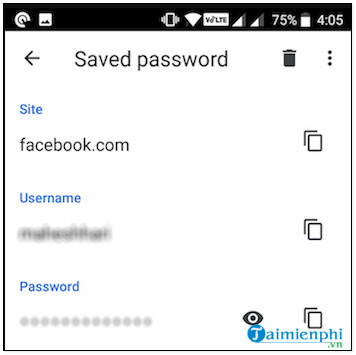 xem mật khẩu facebook trên điện thoại android