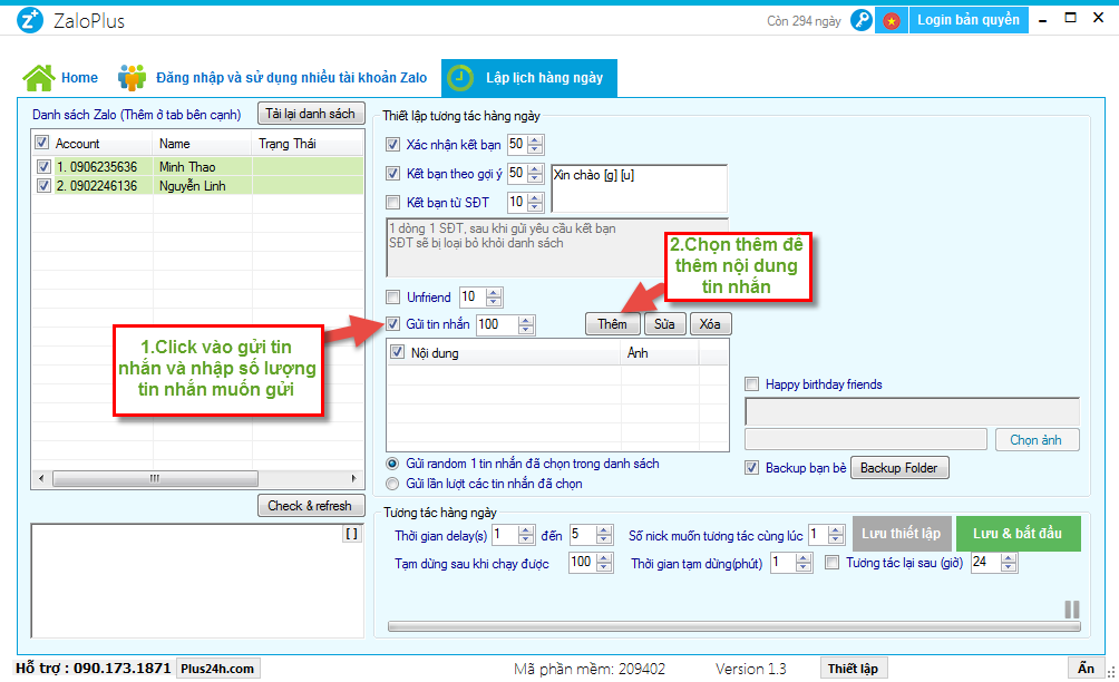 Lập lịch tương tác tự động hàng ngày trên Zalo