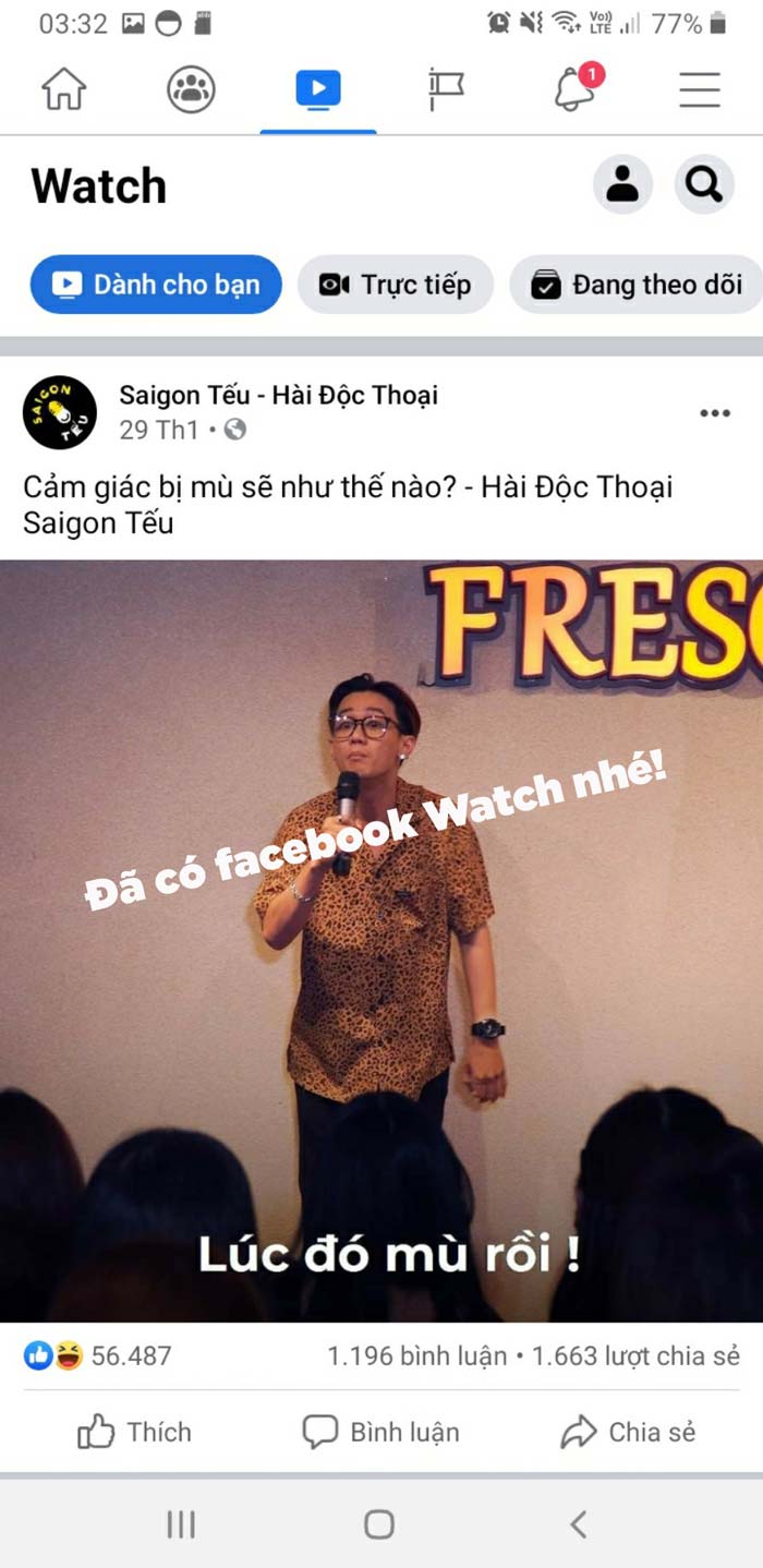 tại sao facebook không có watch