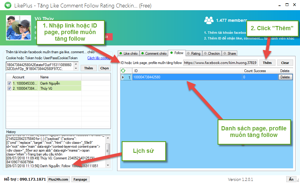 Hướng dẫn sử dụng LikePlus tăng comment, like, rating, share, follow chi tiết A-Z