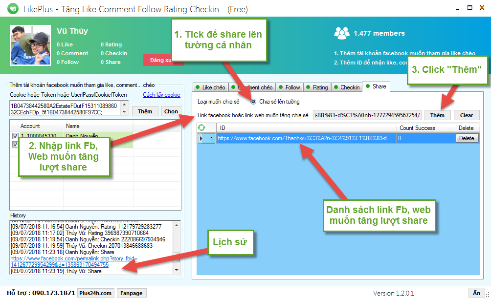 Hướng dẫn sử dụng LikePlus tăng comment, like, rating, share, follow chi tiết A-Z