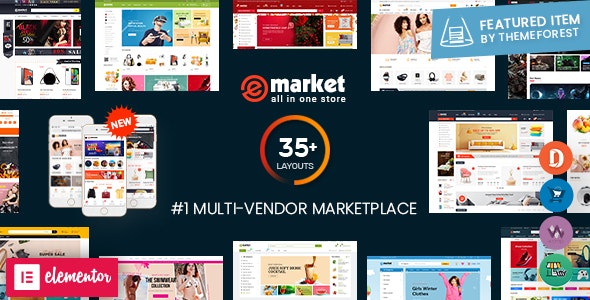Emarket Multi Vendor Marketplace Elementor Woocommerce Wordpress Theme Preview 4.7.0. Large Preview 1