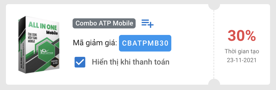 Cập nhật: Mã giảm giá Combo ATP Mobile giảm 10-50% mới nhất hiện nay