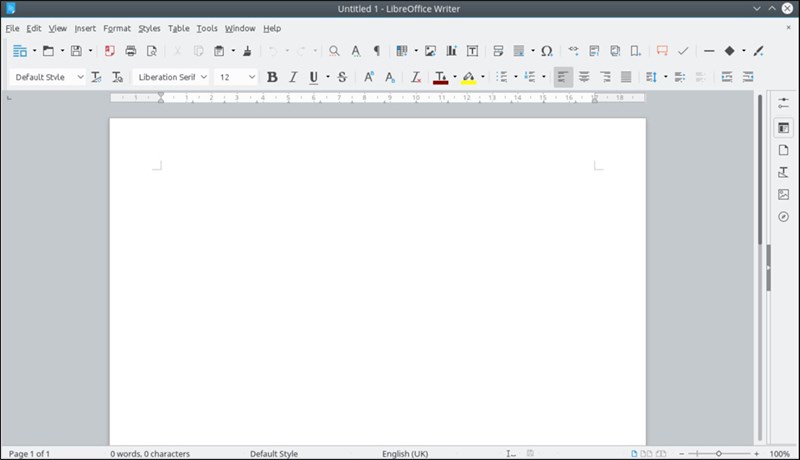 Giao diện phần mềm LibreOffice 