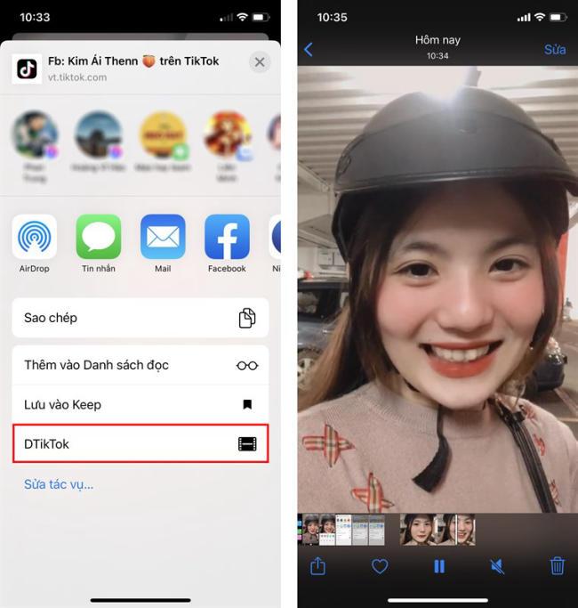 Sau đó bạn nhấn phím tắt DTikTok, video TikTok sẽ được tự động tải về và lưu