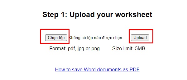 Nhấn Chọn Tệp và Upload