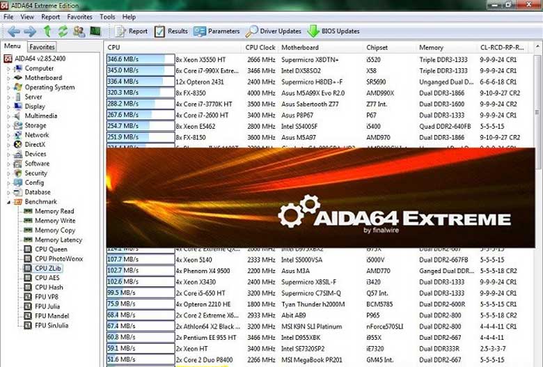 Phần mềm theo dõi nhiệt độ laptop AIDA64 Extreme