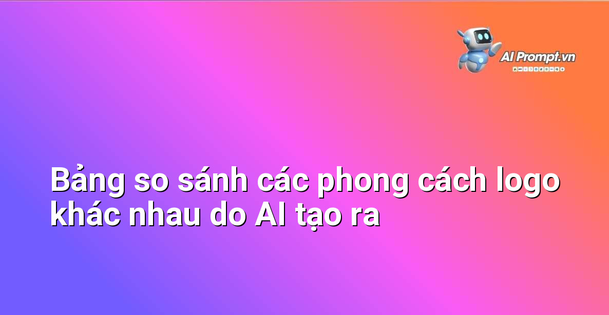 Hình ảnh minh họa một bảng gồm nhiều ô vuông, mỗi ô hiển thị một mẫu logo với phong cách thiết kế khác biệt (ví dụ: tối giản, hình học, trừu tượng, cổ điển), cho thấy sự đa dạng mà AI có thể mang lại
